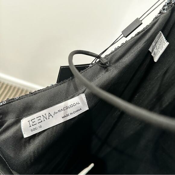 NWT Leena Mac Duggal Metallic Sequin High Neck Long Sleeve Gown. Graphite - Picture 11 of 11